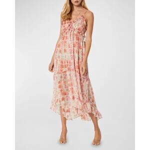 Misa Los Angeles Adrienne Strappy Ruffle-Trim Floral Halter Midi Dress